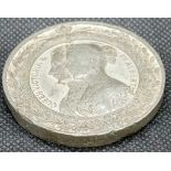 WHITE METAL MEDALLION 2'' DIA WITH IMAGE OF QUEEN VICTORIA AND PRINCE ALBERT, RELATING TO OPENING OF