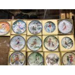 12 COLLECTABLE IMPERIAL JINGDEZEN PORCELAIN PLATES OF ORIENTAL FIGURES 8.5'' DIA IN BOXES WITH 1
