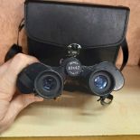 2 PAIRS OF BINOCULARS - MIRADOR 10 X 42 WITH CASE, OTHER UNMARKED WITH LEATHER CASE
