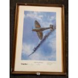 A COLOUR PRINT OF A WW2 SCENE OF A SPITFIRE IN BATTLE ENTITLED THE JEWEL IN THE SKY, BY PETER