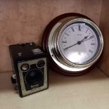 BROWNIE 620 CAMERA MODEL E BY KODAK & WALL MOUNTED CLOCK