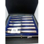 BOX SET OF 6 SILVER HANDLED BUTTER KNIVES BY PEARSE & SONS SILVERSMITH - LEEDS