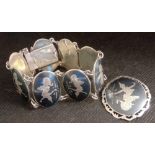 THAI SILVER & ENAMEL BRACELET & MATCHING BROOCH