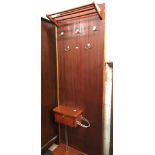 RETRO HALL STAND WITH HOOKS, UMBRELLA STAND WITH DRAWER IN DARK WOOD 72'' X 25'' X 10''