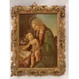 PICTURE OF MADONNA AND CHILD IN CARVED WOODEN FRAME