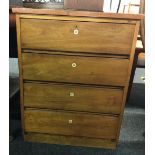 TEAK RETRO CABINET WITH 4 DRAWERS ADORNED WITH NUMBERS