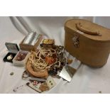 VANITY CASE WITH QTY OF COSTUME JEWELLERY