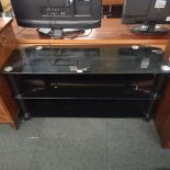 SMOKE GLASS 3 TIER TV STAND