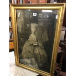 GILT FRAMED PORTRAIT OF A VICTORIAN LADY WITH DOG F/G & F/G WATERCOLOUR OF THATCHED COTTAGE SIGNED &