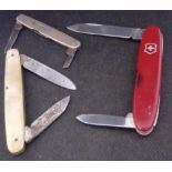 A SILVER MOUNTED POCKET KNIFE - SHEFFIELD 1903 & 2 OTHERS