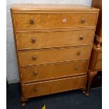 MAPLE WOOD CHEST OF 5 DRAWERS