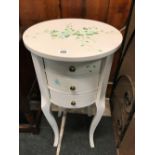 CIRCULAR WHITE BEDROOM CABINET WITH 3 DRAWERS 29'' X 15''
