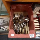 CARTON WITH QTY OF PLATED CUTLERY, CANTEEN OF PLATED CUTLERY & PEWTER TANKARD