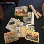 CARTON OF RAILWAY RELATED POSTCARDS, POSTERS, MAGAZINES ETC