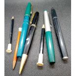 2 VINTAGE SLIM PENCILS, WATERMAN'S PROPELLING PENCIL & 3 FOUNTAIN PENS