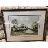 A LARGE PAIR OF LIMITED EDITION COLOUR PRINTS OF RIVER VIEWS BY JEREMY KING, BOTH SIGNED AND