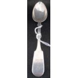 A VICTORIAN EXETER SILVER TEA SPOON 1865 BY T.S