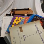 CARTON WITH QTY OF BOOKS OF HOW TO PLAY A CLARINET & CASED AULOS RECORDER