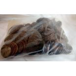 BAG OF CIRCULATED COPPER PENNIES, VICTORIA BUN HEAD