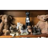 SHELF OF DECORATIVE ORNAMENTAL BEARS ETC