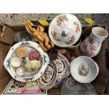 CARTON OF CHINAWARE, VASE ETC