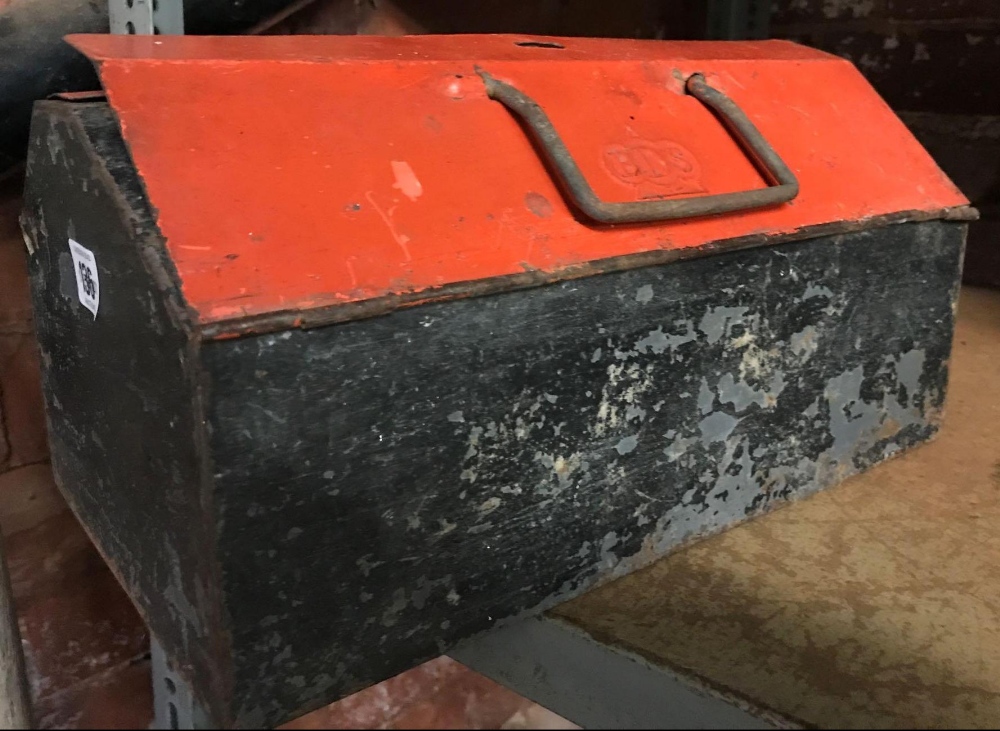 PAINTED METAL TOOL BOX, STAMPED BDS