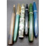 BOX OF 6 VINTAGE FOUNTAIN PENS INCL; A WATERMAN'S WITH GOLD NIB