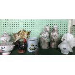 SHELF OF CHERUBS, CHINA DOVE, CHINA PARROTS ETC