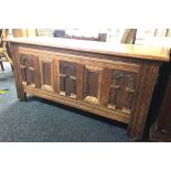 OAK CARVED BLANKET BOX A/F MADE BY OLD CHARM