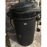 2 PLASTIC DUST BINS WITH LIDS