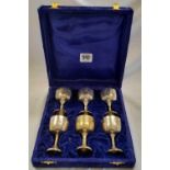 SET OF 6 PLATED GOBLETS IN CASE 3'' HIGH
