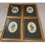 SET OF 4 COLOUR OVAL CAVALRY PRINTS