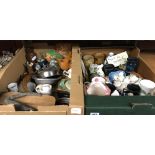 2 CARTONS OF CHINAWARE, JUGS, FIGURES ETC