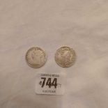 TWO VICTORIAN SILVER SHILLINGS 1888 & 1900