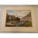 WATERCOLOUR OF AN EXTENSIVE MOORLAND RIVER VIEW, UNFRAMED