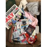 CARTON OF ASSORTED MATERIAL & CARTON OF POP MEMORABILIA INCL; CONCERT PASSES, TICKETS ETC