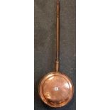 COPPER & WOODEN HANDLED BED WARMING PAN