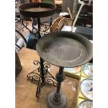 TWO VINTAGE METAL PLANT STANDS,THE TALLER BEING ADJUSTABLE 28.5'' THE SMALL 24''