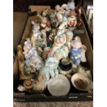 CARTON WITH QTY OF PORCELAIN FIGURES ETC A/F