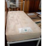 3FT POSTUREPEDIC SINGLE SLATTED BED WITH DIVAN MATTRESS & METAL & BRASS HEADBOARD