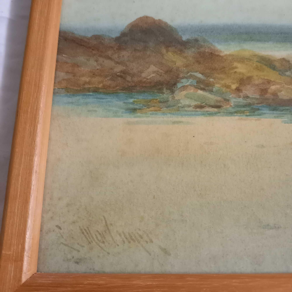 LOUIS MORTIMER, SIGNED WATERCOLOUR OF A WEST COUNTRY COASTAL SCENE WITH SANDY BEACH - Image 2 of 2