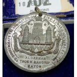 WHITE METAL MEDALLION CELEBRATING THE CORONATION OF EDWARD VII CASED