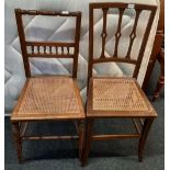 PAIR OF NON MATCHING MAHOGANY DINING CHAIR, CANE SEATED