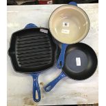 3 ITEMS OF LE CREUSET COOKING WARE