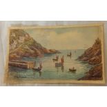 W. SANDS. A VIEW OF THE HARBOUR AT POLPERRO. SIGNED WATERCOLOUR.