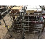 PAIR OF WHITE METAL WINE RACKS 18'' X 36'' EACH