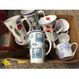CARTON OF CHINA MUGS & ASSORTED PICTURE FRAMES