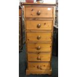 PINE NARROW CHEST OF 6 DRAWERS