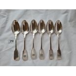 A set of six William IV dessert spoons fiddle pattern 1833 by WB 277 gms