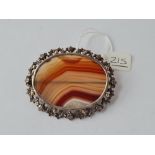 A large Victorian banded agate brooch